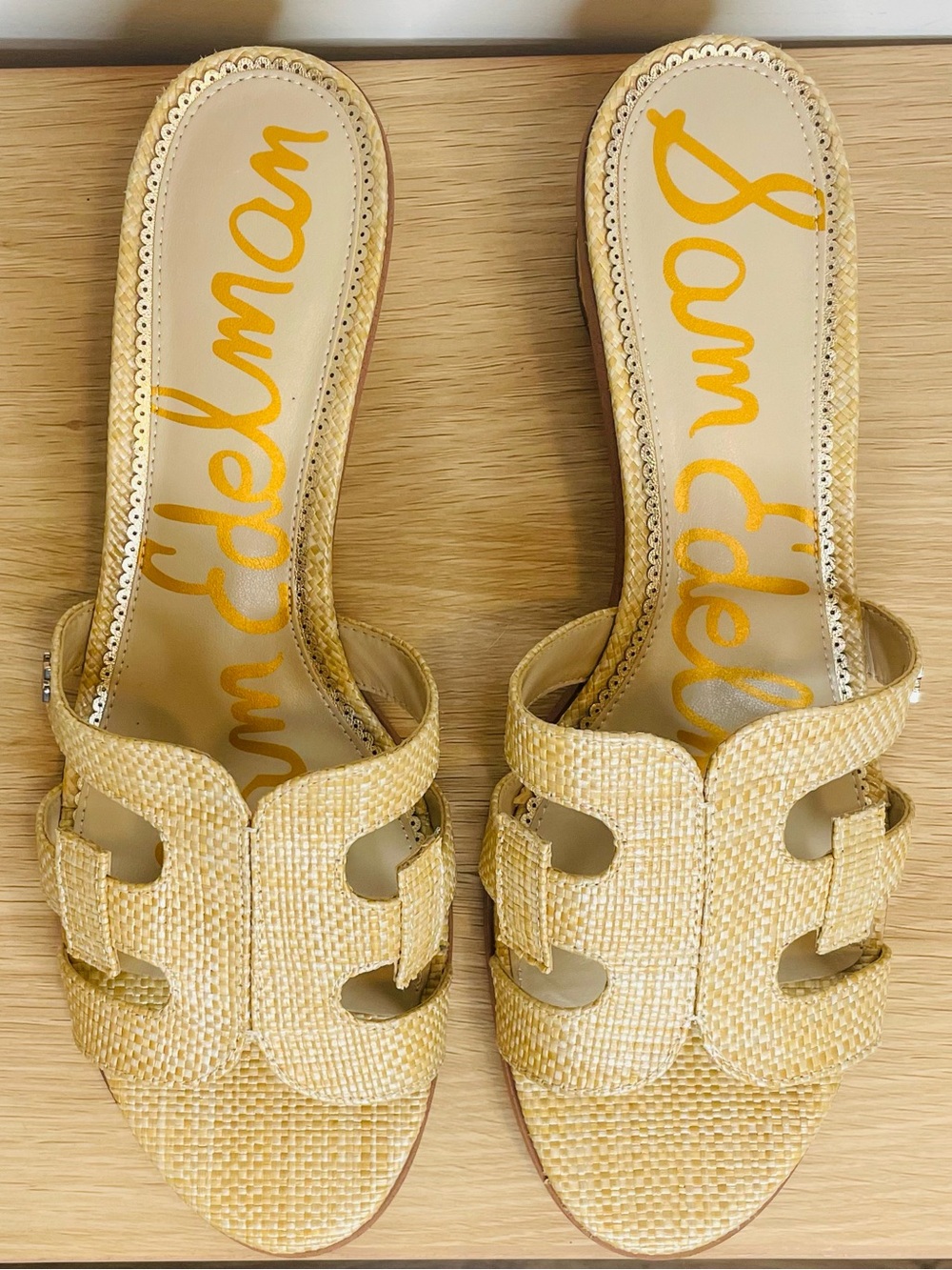 Sam Edelman Yellow Woven Slip-On Sandals